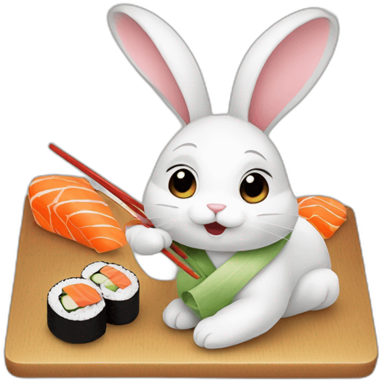 Cute bunny eating sushi emoji