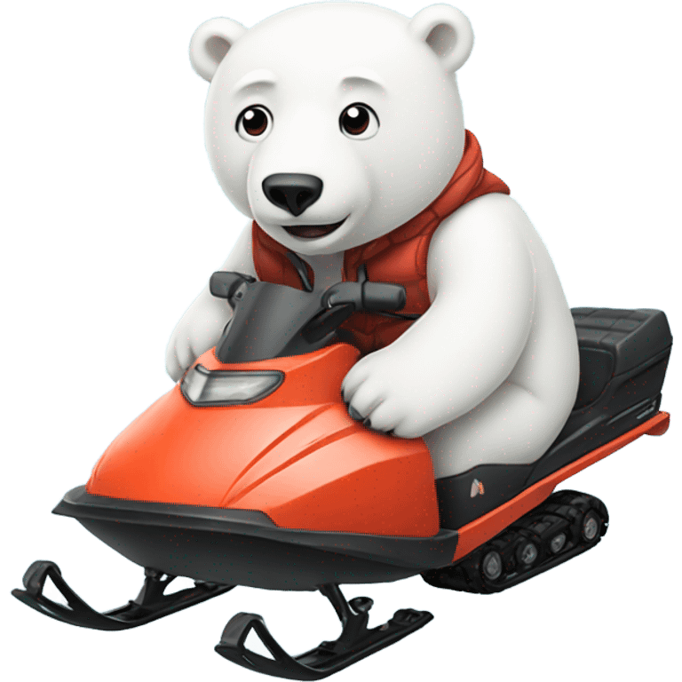 Polar bear on snowmobile emoji