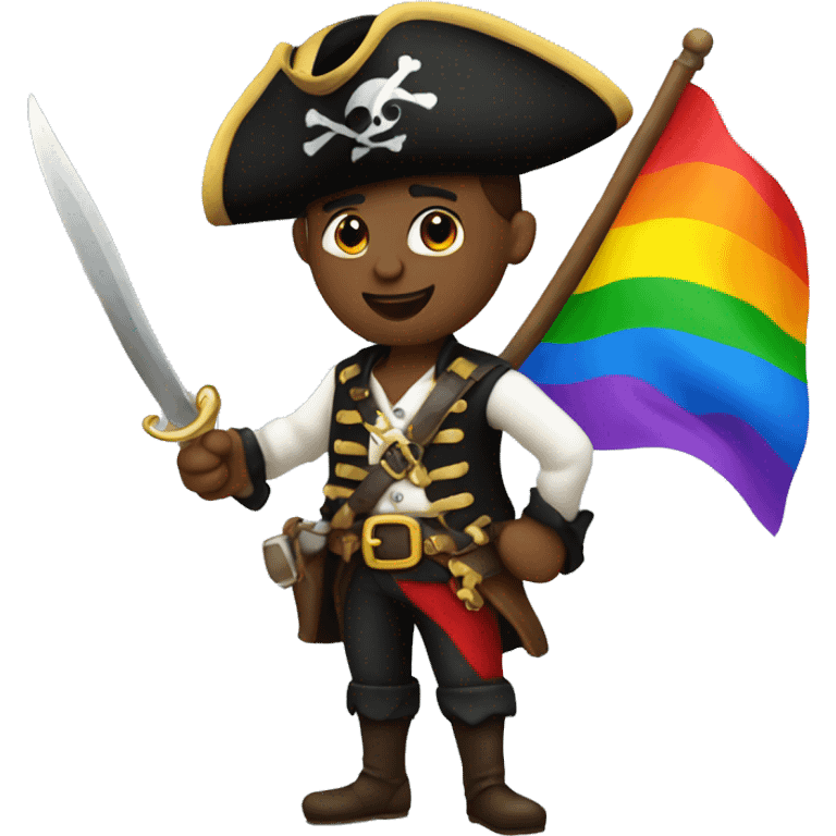 pirate holding a gay flag emoji