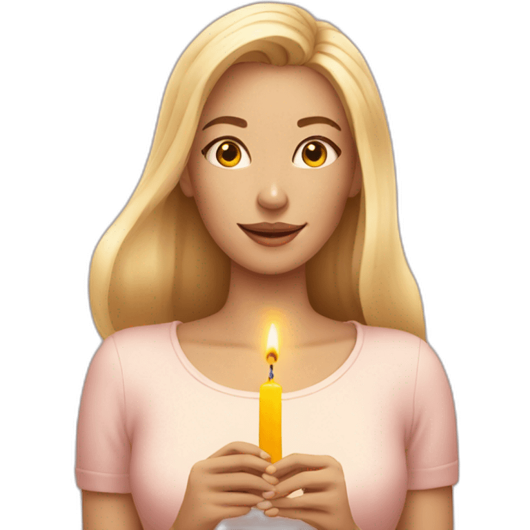 woman blonde lighting 2 candles emoji