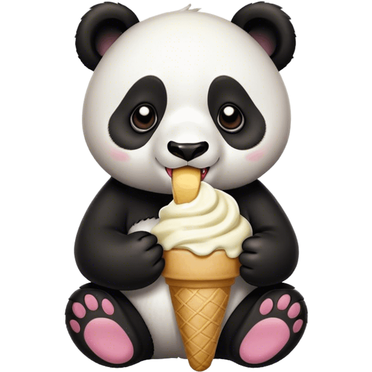 Panda eating ice cream emoji