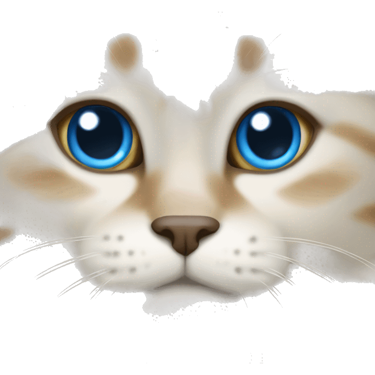 Scottish sheer cat with light brown to bright white fur color and blue eyes. emoji