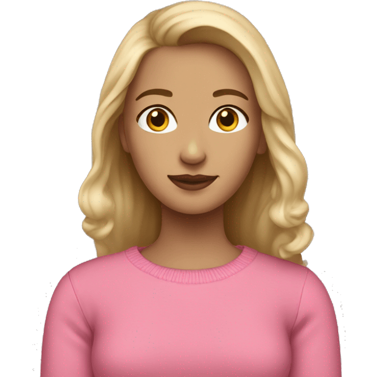 Girl dark blonde pink sweater emoji