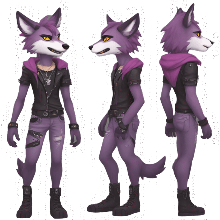 Anthro Punk Wolf Full body emoji