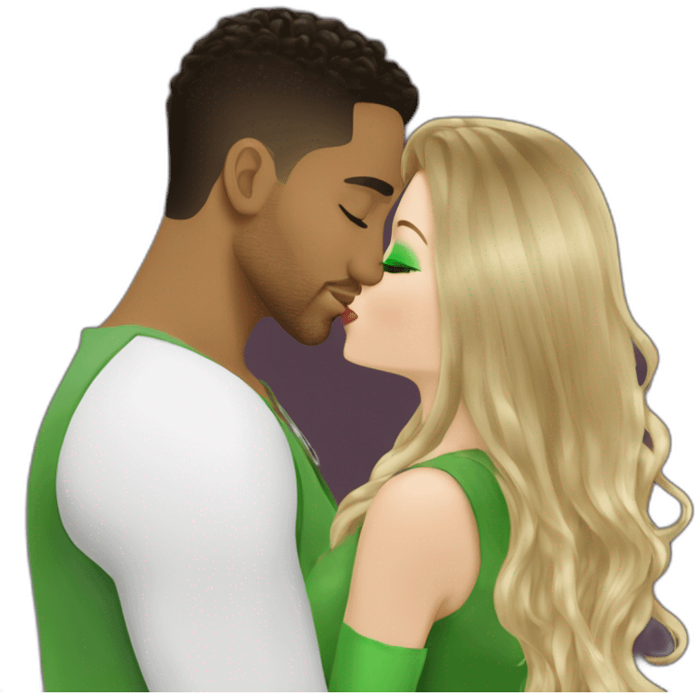 kiss-kiss romeo santos and girl green eyes and very long dark blond hair emoji