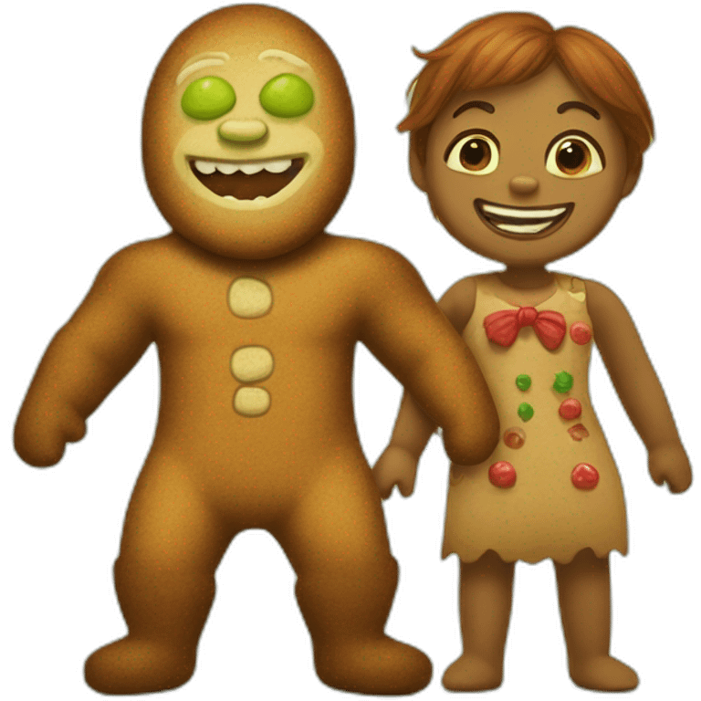 Shrek and the gingerbread man emoji