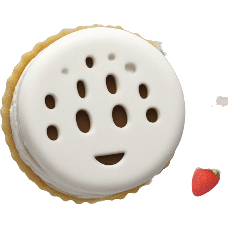 White Oreo, strawberry filling emoji