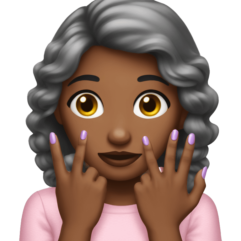 The girl shows a new manicure emoji