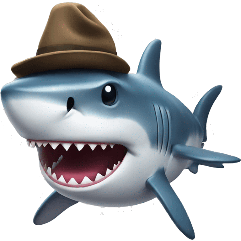 smiley shark with hat emoji