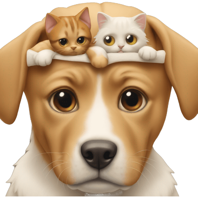 Dog with cat on its head emoji