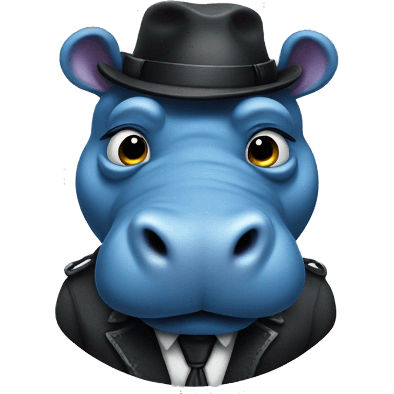 Blue gangster hippo emoji