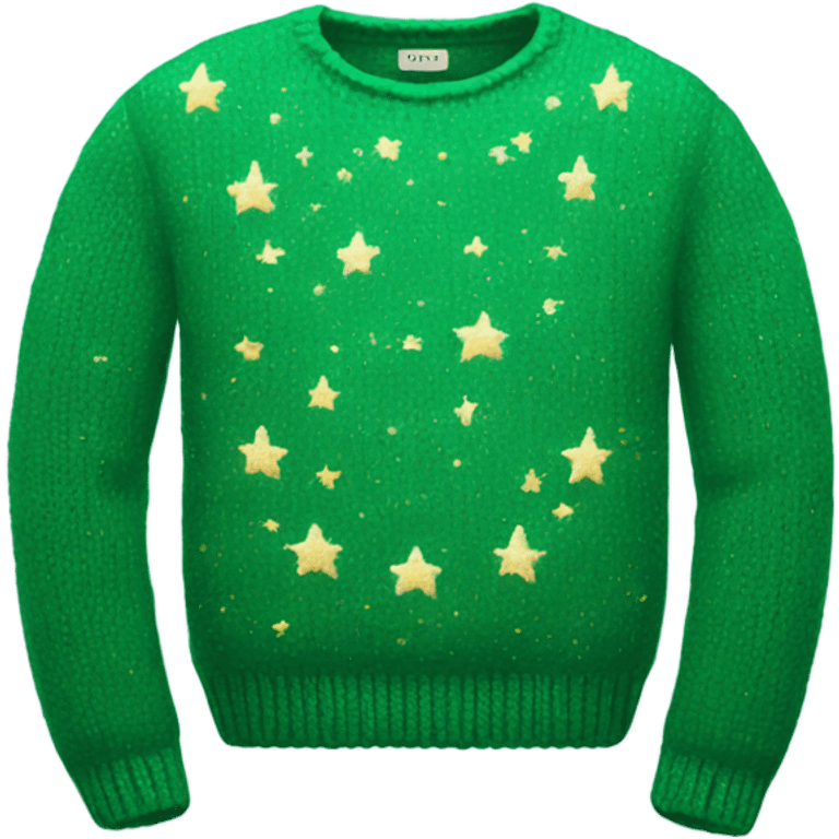 Knit green sweater with starry design emoji