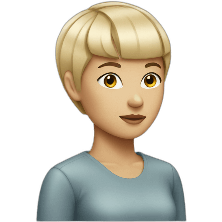 blonde woman with a bowl cut emoji