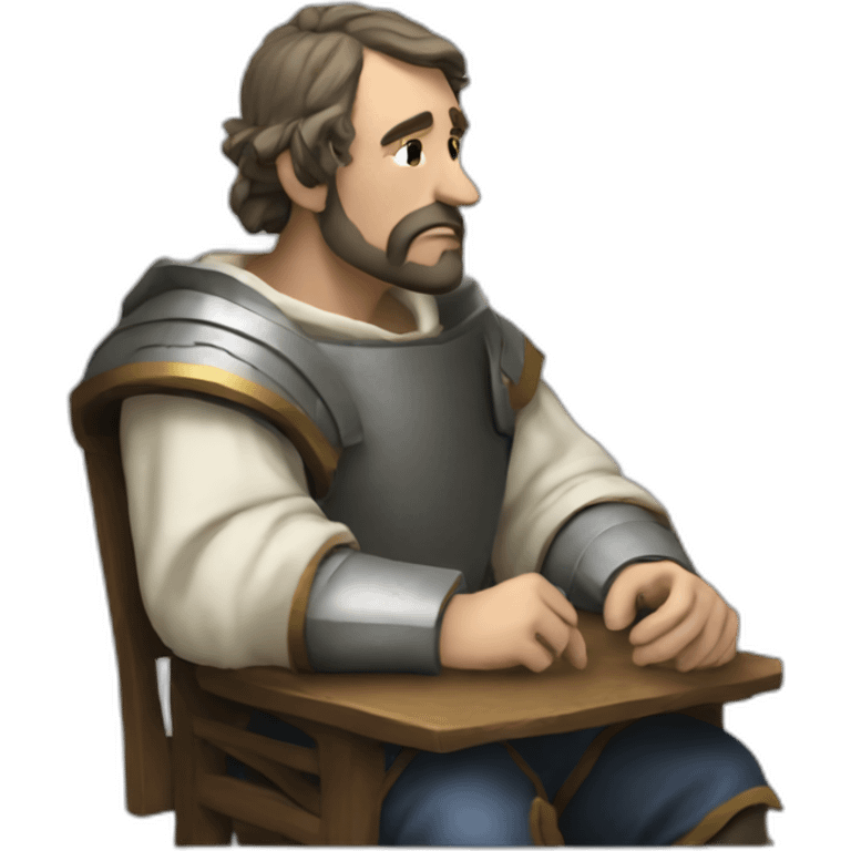 medieval innovator, thinking, concentrated, torso emoji