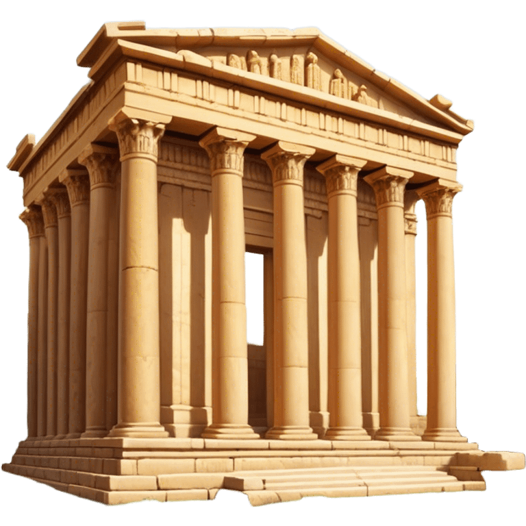 Baalbek temple – Cinematic Realistic Baalbek Temple, depicted as an ancient Roman temple complex with towering columns and intricately carved stone details, bathed in golden sunlight and dramatic shadows that evoke timeless historical grandeur. emoji