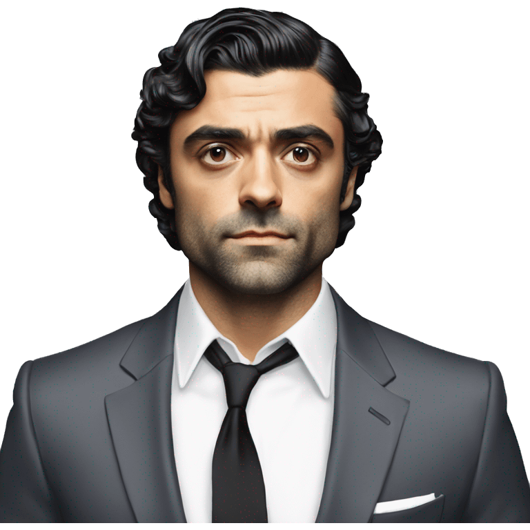 Oscar Isaac in a suit and tie sweaty, shirt clinging to his body emoji