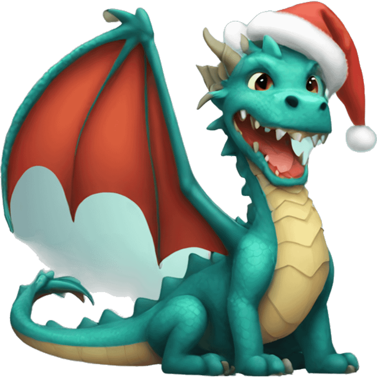 dragon wearing xmas emoji