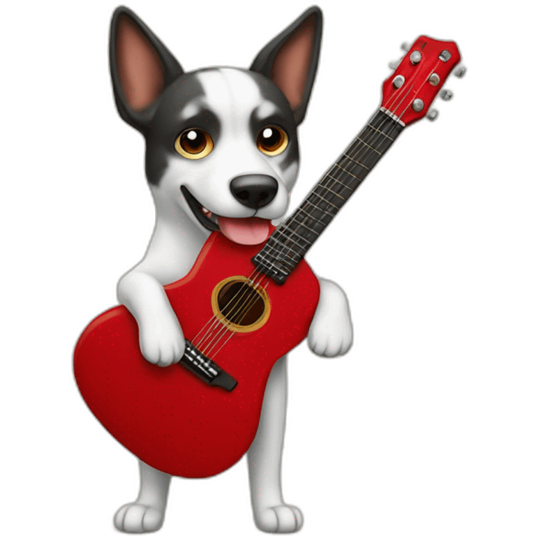 Dog with red guitar funny silly emoji