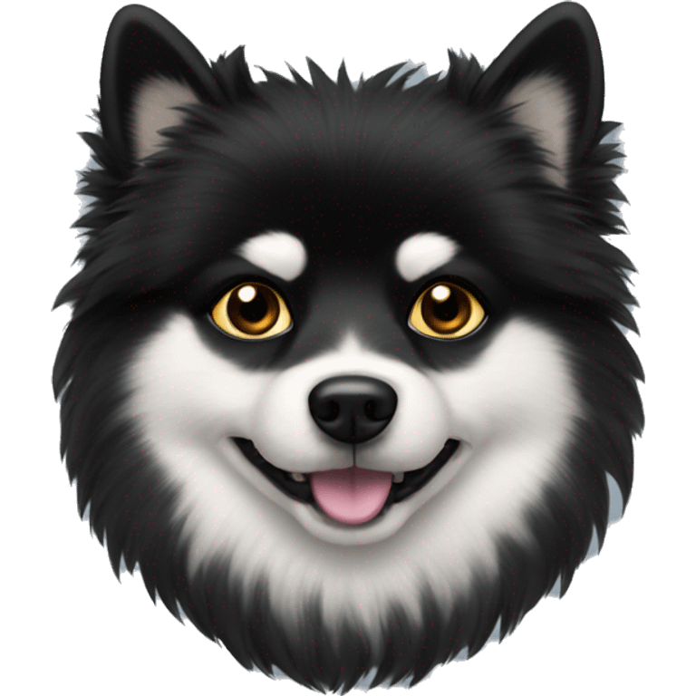 black fluffy spitz with black eyes emoji