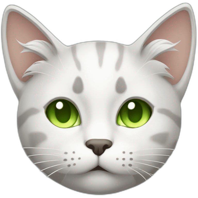 male cat with white hair and gray highlights with green eyes sleeping emoji