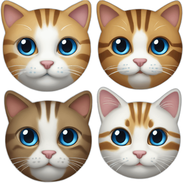 An emoji with a brown striped cat and a white blue-eyed cat emoji