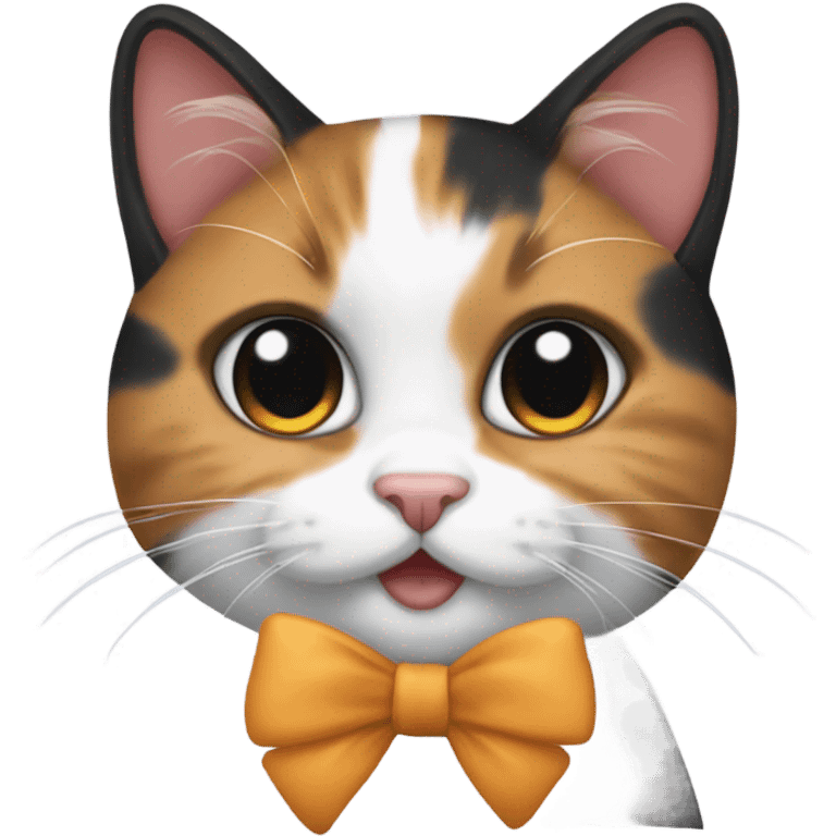 calico cat with bow emoji