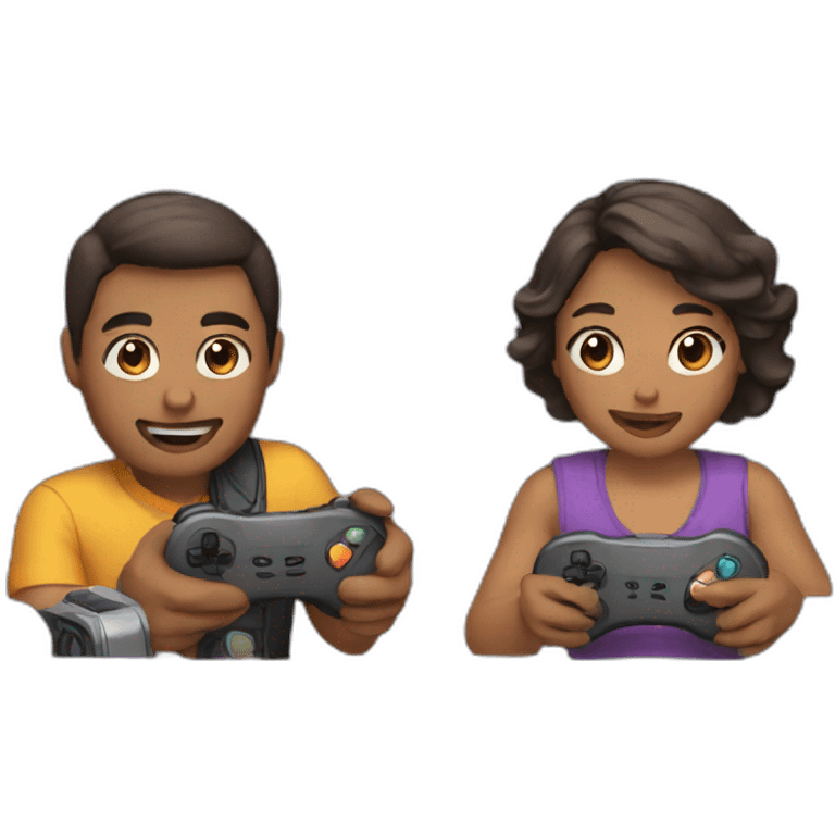 couple playing video game together emoji