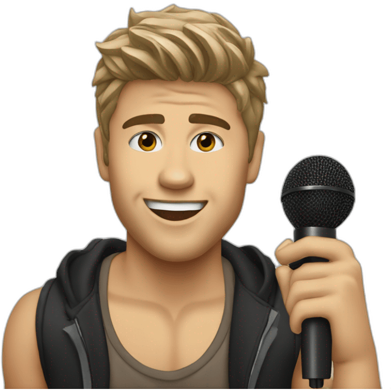 justin biber with mic emoji