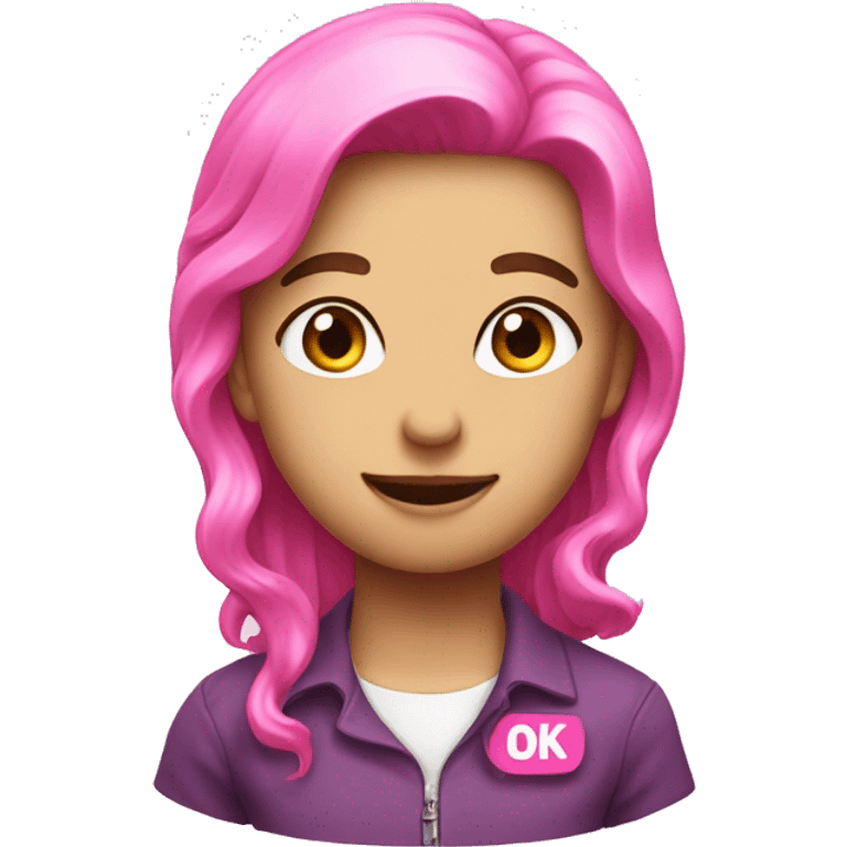 the word “ok” but pink emoji