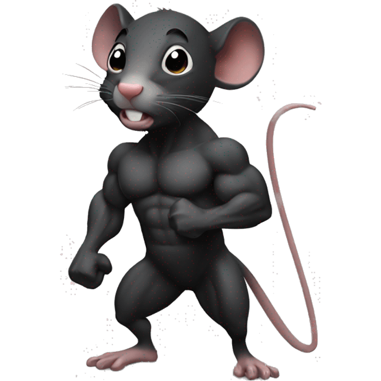 Black rat as bodybuilder emoji