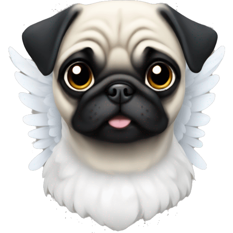 Black colored pug angel  emoji