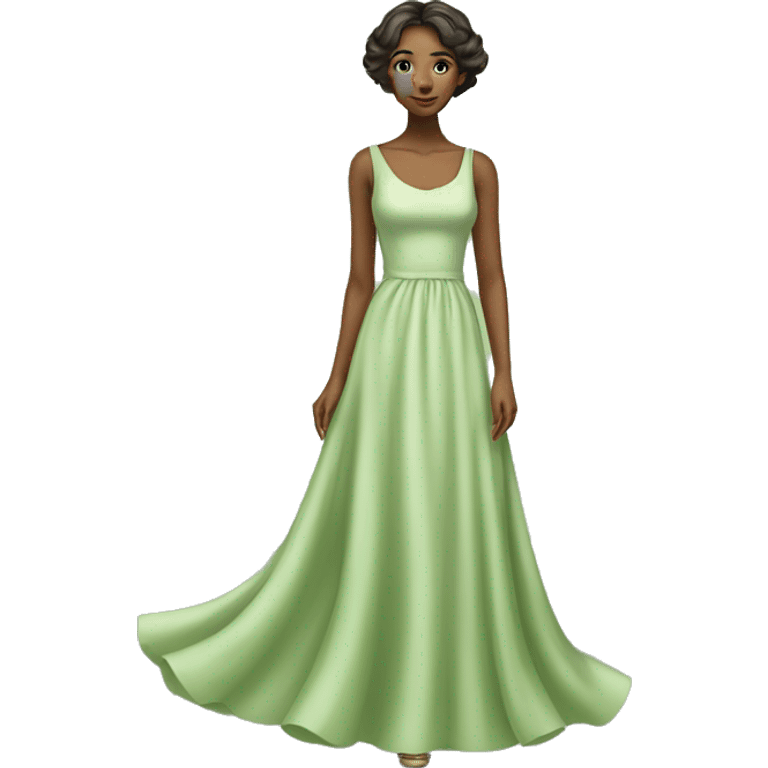 graceful young lady in a light green full-length dress emoji