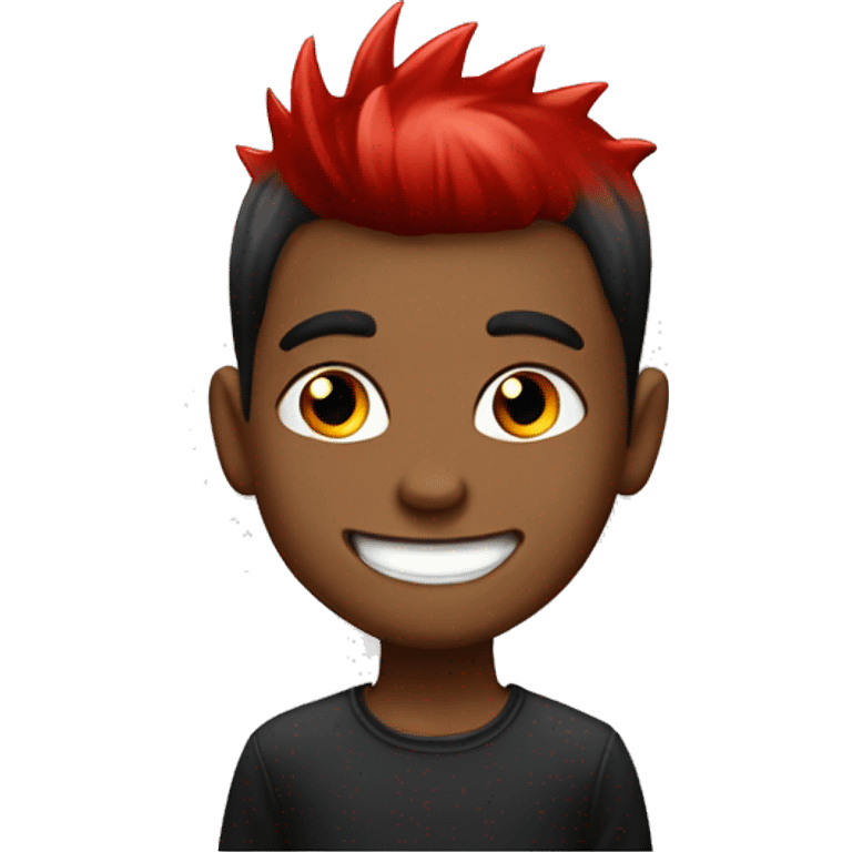 kid half black half red spike hair with mischievous grin emoji