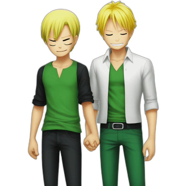 Zoro and sanji holding hands emoji