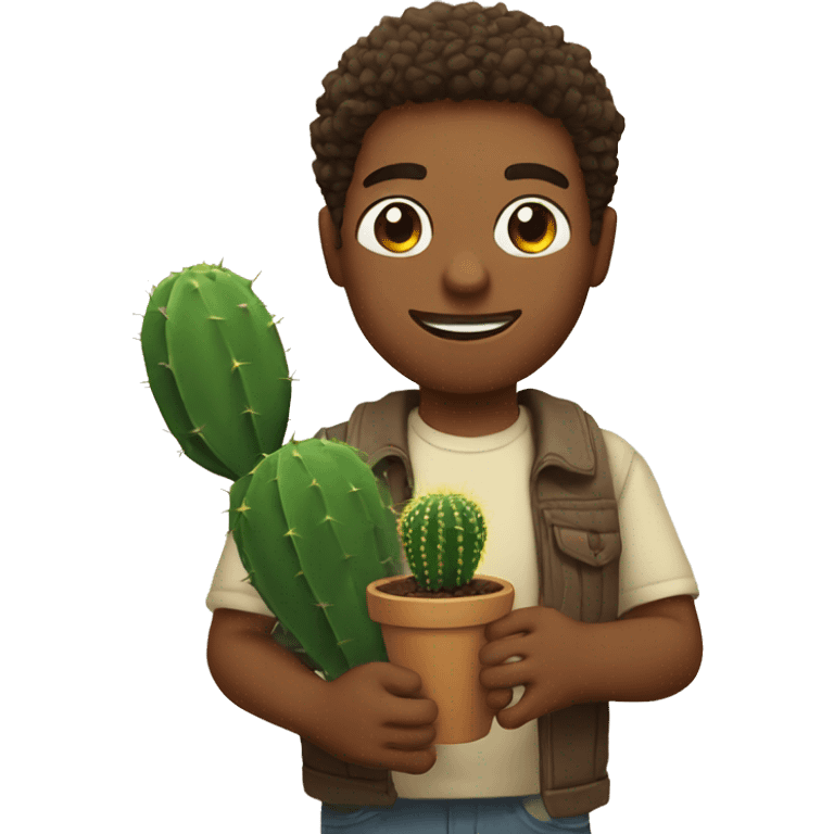 Trey holding a cactus  emoji