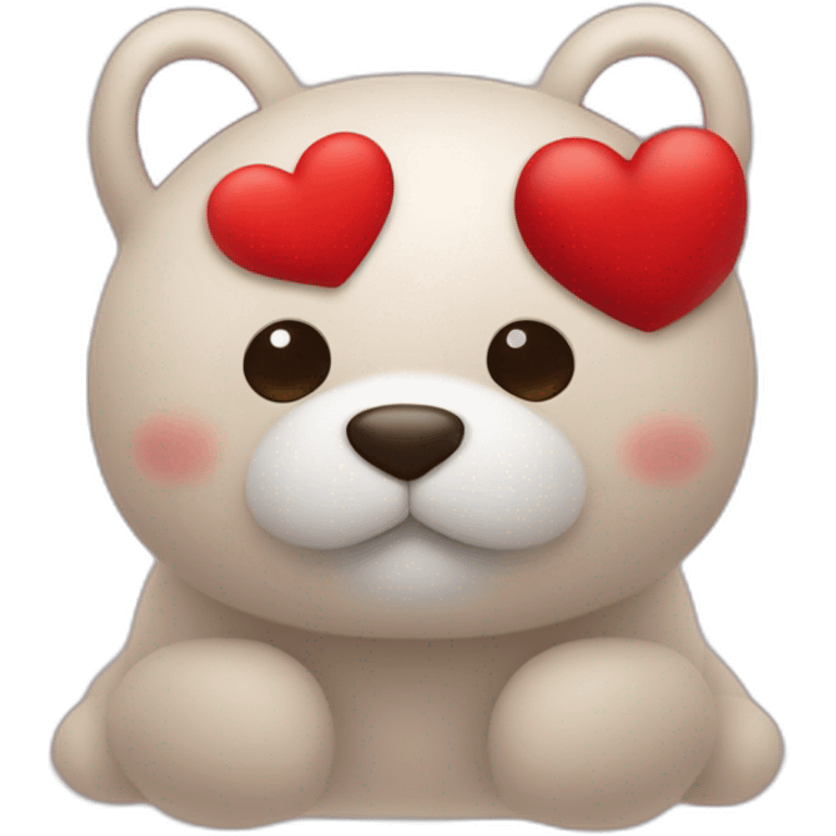 Un doudou qui fait un câlin à un cœur rouge  emoji