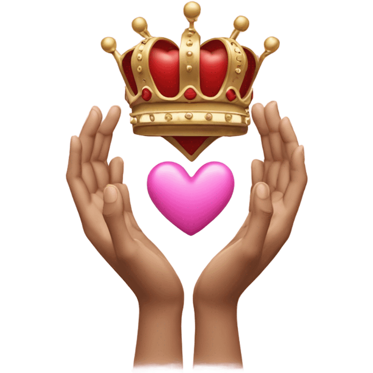 Love heart wearing a crowns with hands emoji