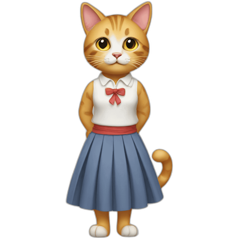 Cat with skirt emoji