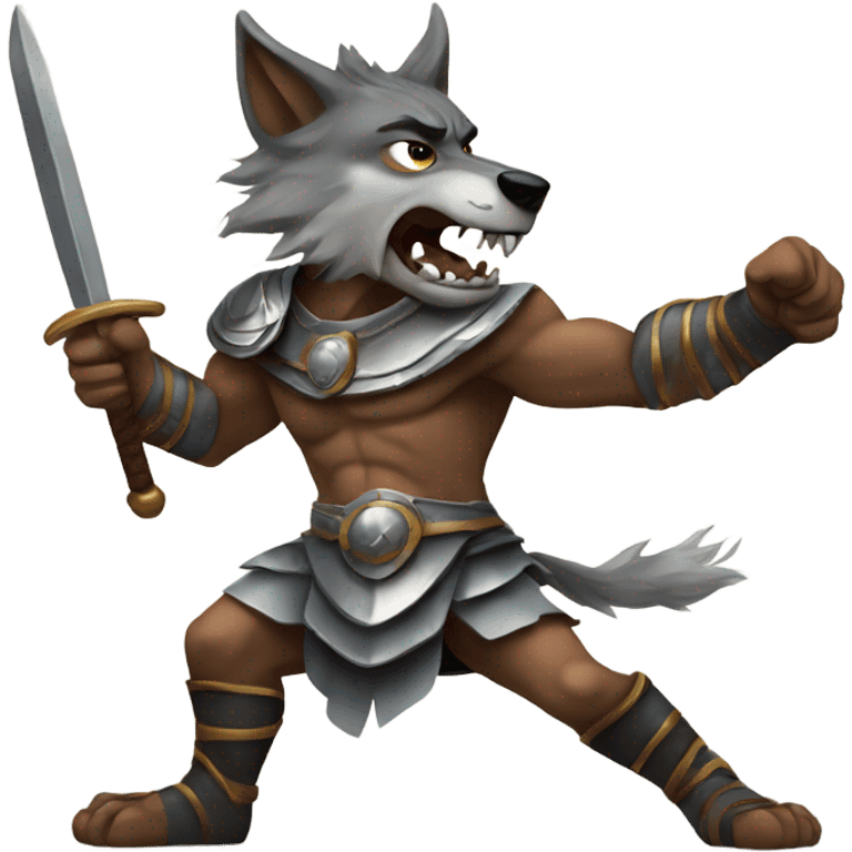 Wolf fighting gladiator emoji