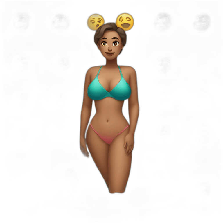 Slim-Thicc caucasian woman swimsuit posing emoji