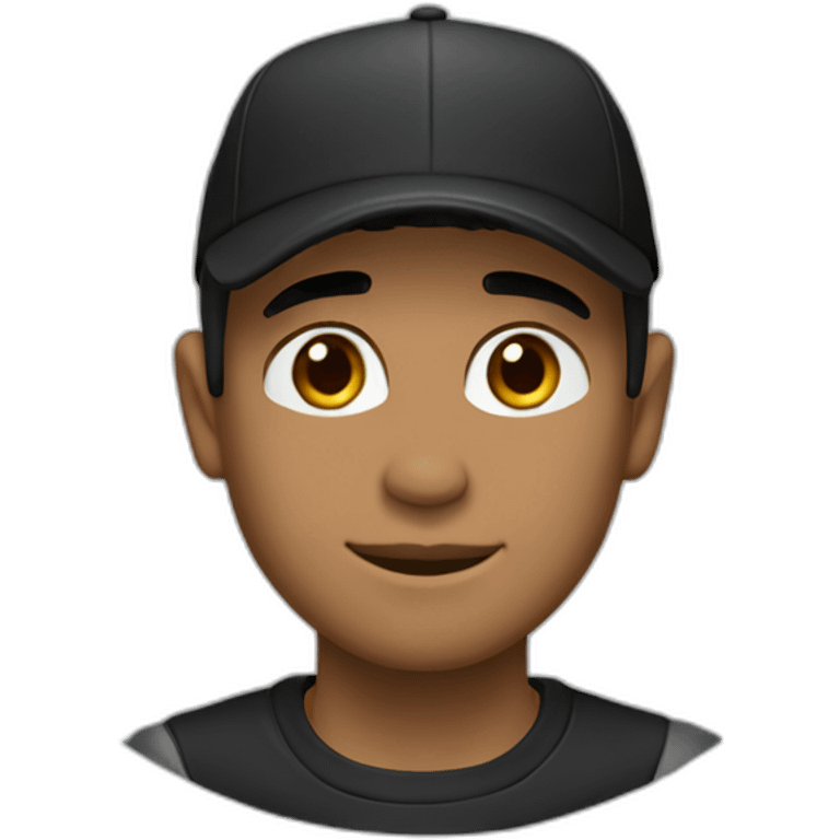 Three or seven-point short hair - baseball cap - man - black clothes emoji