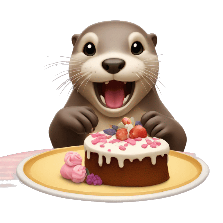 otter eating a cake emoji