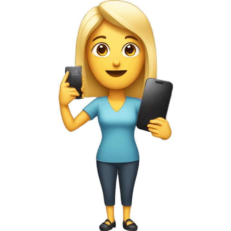 woman showing big phone emoji