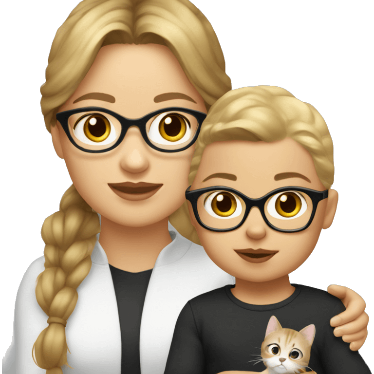 girl with brown hair blonde highlights and cat eye glasses with baby girl emoji