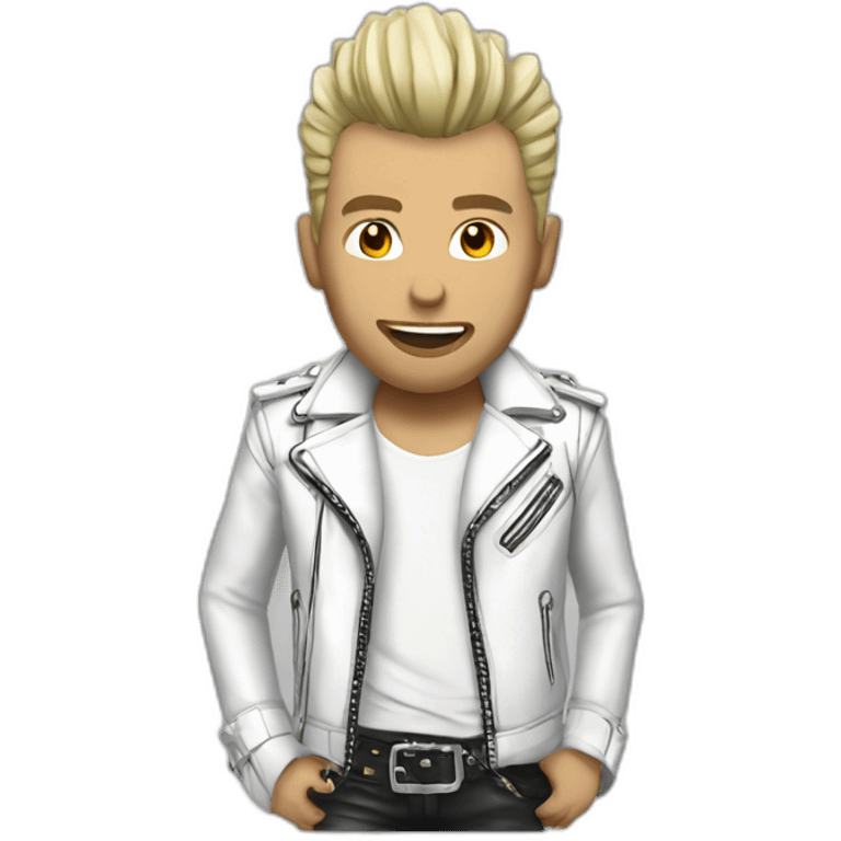 Punk rocker man with white leather jacket emoji