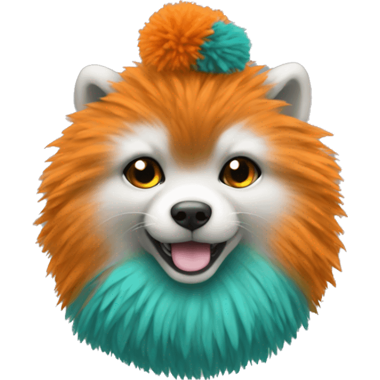 Teal and orange pompom emoji