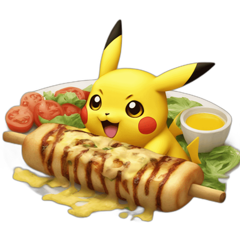 Pikachu qui mange un kebab emoji