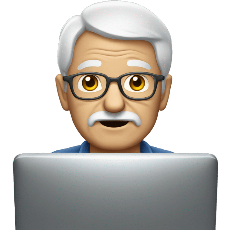 Old man with a computer emoji