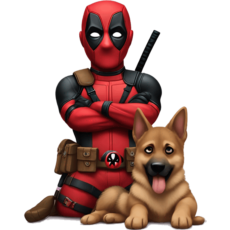 Deadpool holding German shepherd puppy emoji