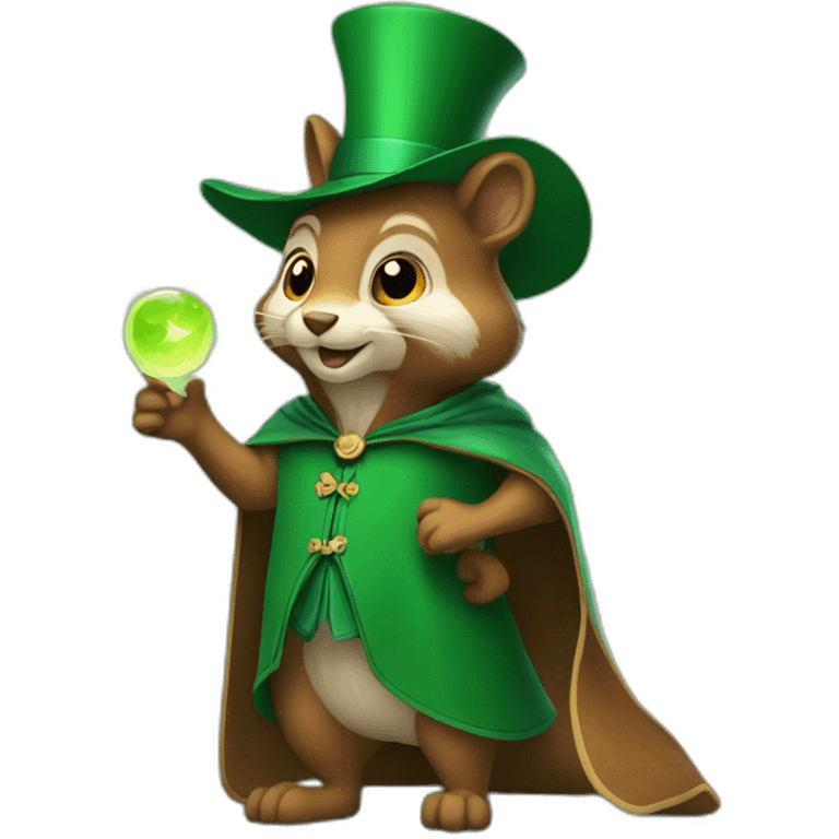 A_squirel_magician_with_a_green_cape emoji